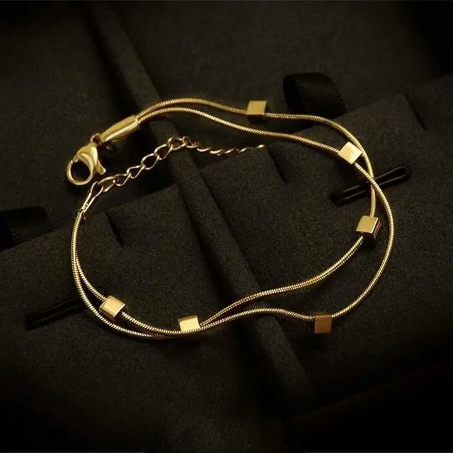 Multi Layered Cubic Gold Plated Bracelet