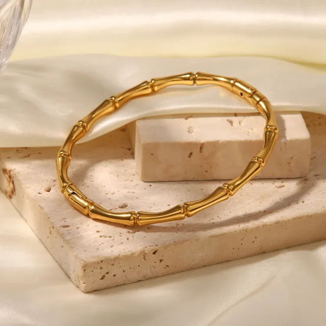 Bone Shaped Gold Plated Cuff Bangle