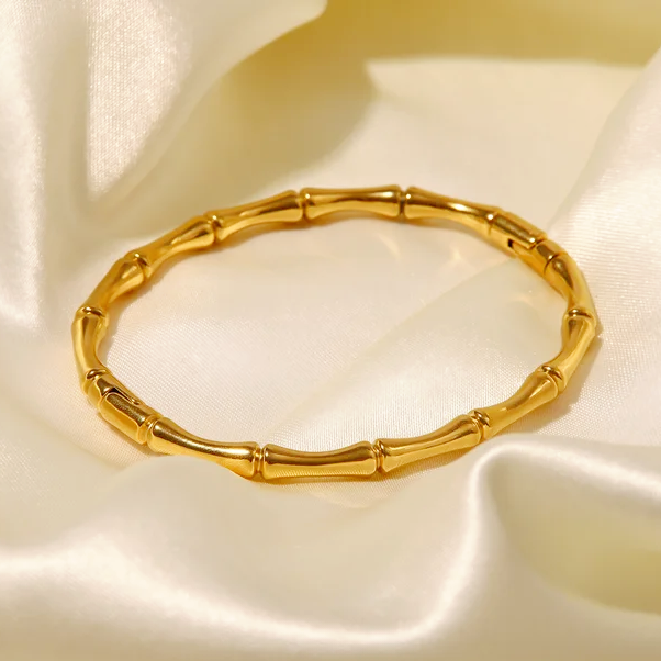 Bone Shaped Gold Plated Cuff Bangle