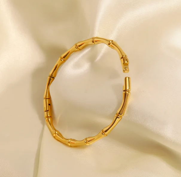 Bone Shaped Gold Plated Cuff Bangle