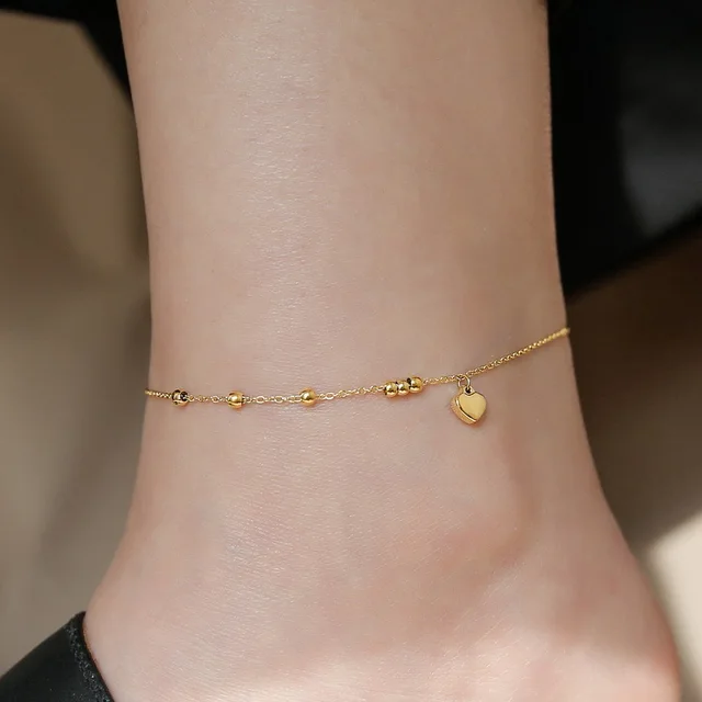 Minimal Heart Charm Gold Plated Bracelet / Anklet