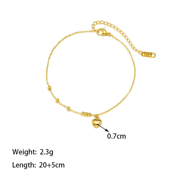 Minimal Heart Charm Gold Plated Bracelet / Anklet