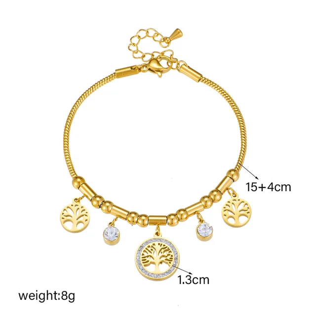 Thick Tree of Hope Multi-Charm Gold Plated Bracelet