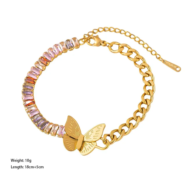 Premium Gold Plated Butterfly Multi Stones Bracelet