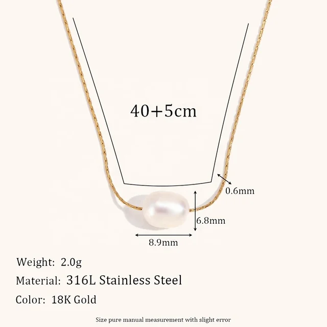 Dainty Gold Plated Necklace With Pearl