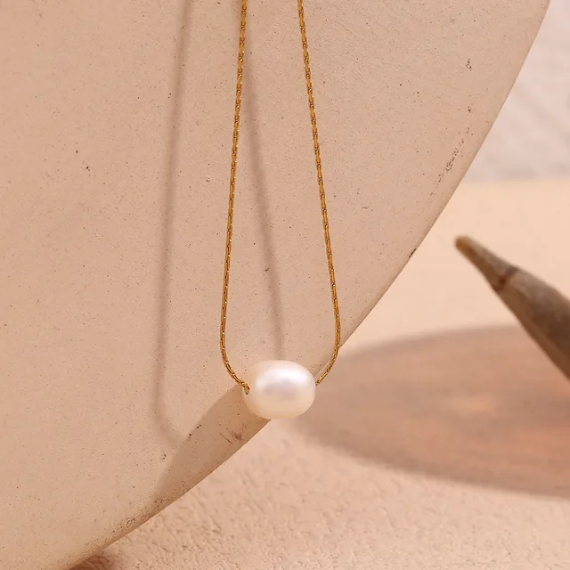 Dainty Gold Plated Necklace With Pearl