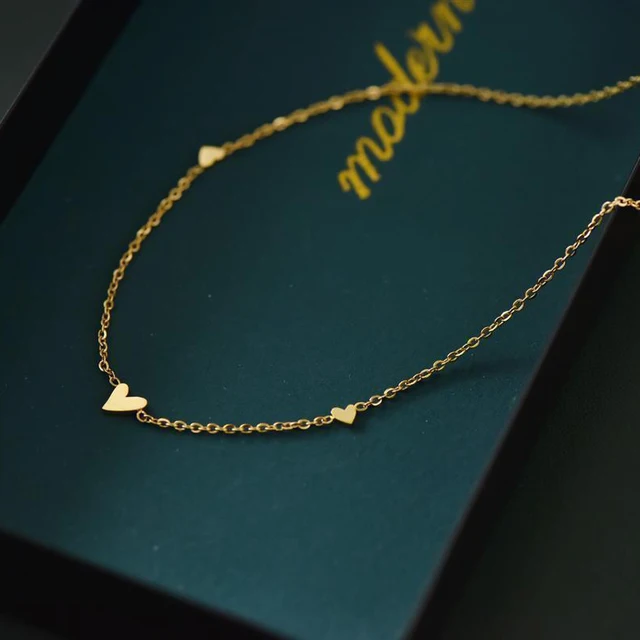 Multi Heart Gold Plated Minimal Necklace