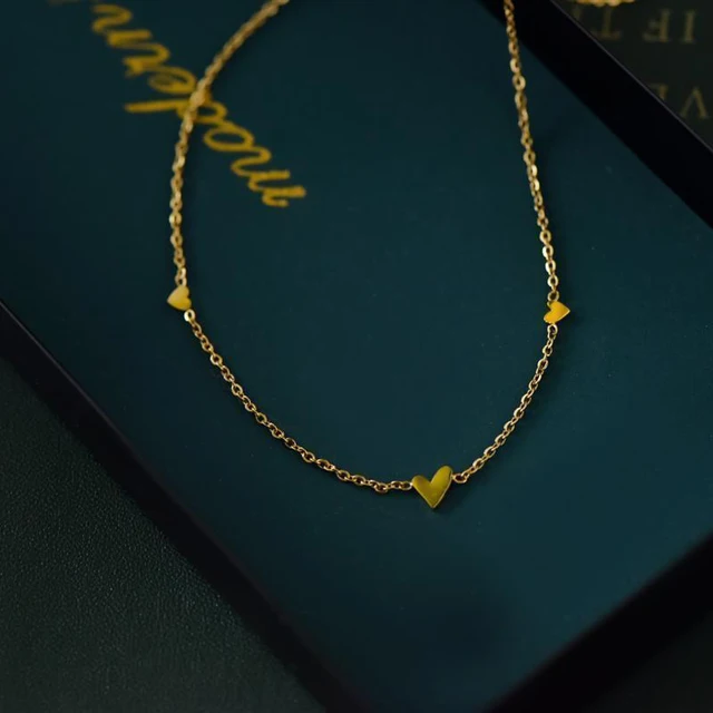 Multi Heart Gold Plated Minimal Necklace