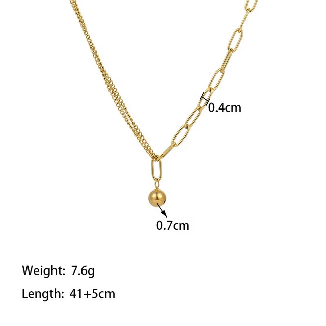 Multi Layered Chain Hanging Ball Gold Plated Necklace