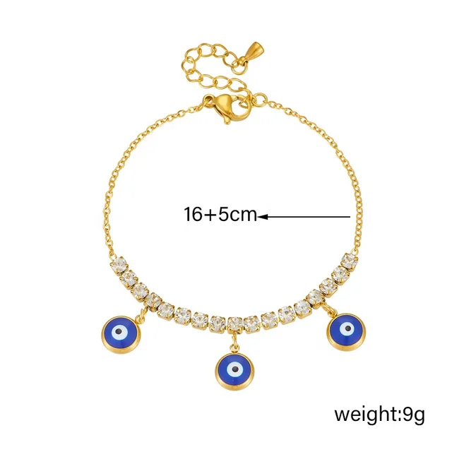 Crystal Studded Evil Eye Gold Plated Bracelet