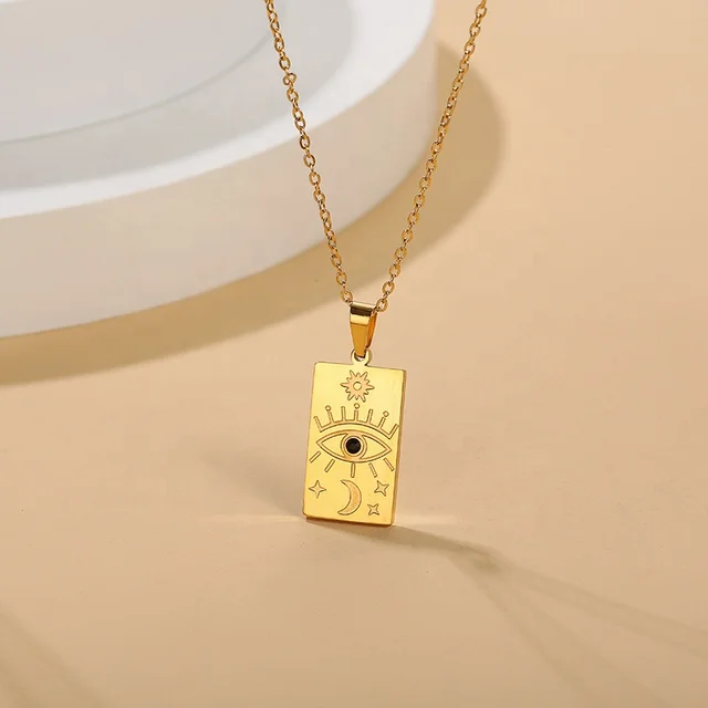 Signet Tarot Evil Eye Gold Plated Elegant Necklace