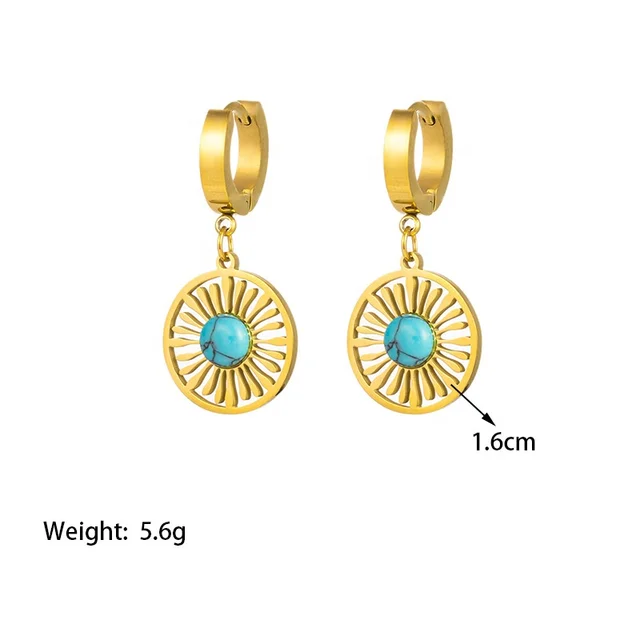 Vintage Gold Plated Blue Stone Earrings