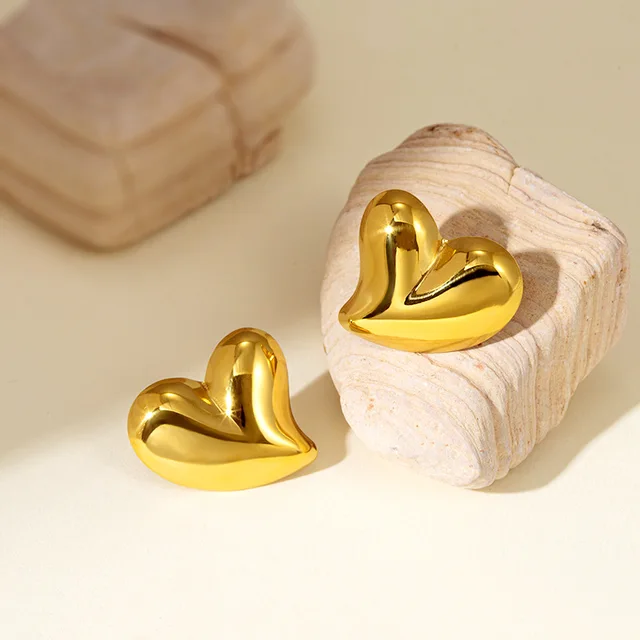 Luxe Heart Gold Plated Earrings