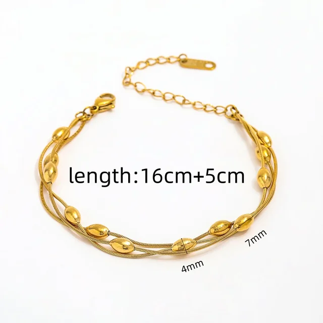 4 Layered Multi Beads Gold Plated Bracelet