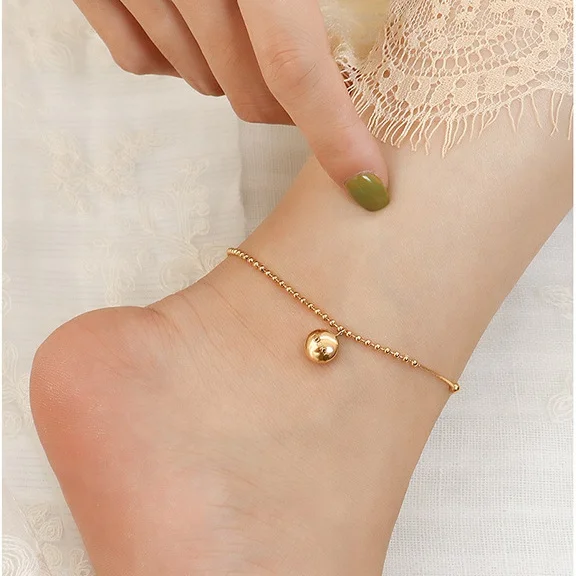 Minimal Drop Disk Gold Plated Anklet