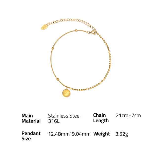 Minimal Drop Disk Gold Plated Anklet