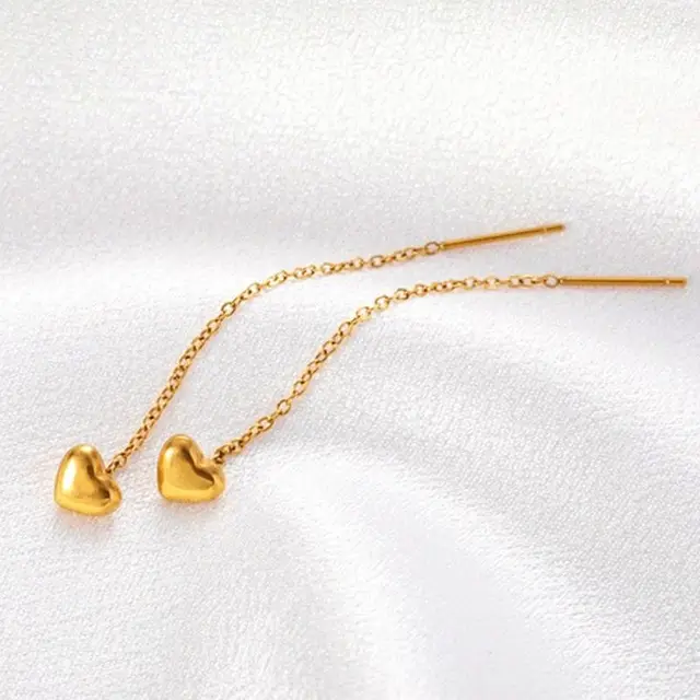 Minimal Dainty Heart Shaped Long Hoop Earrings