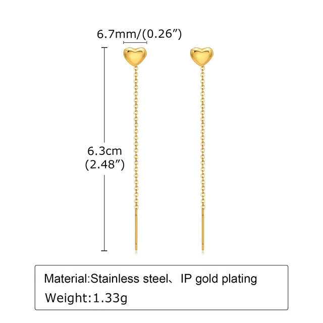 Minimal Dainty Heart Shaped Long Hoop Earrings