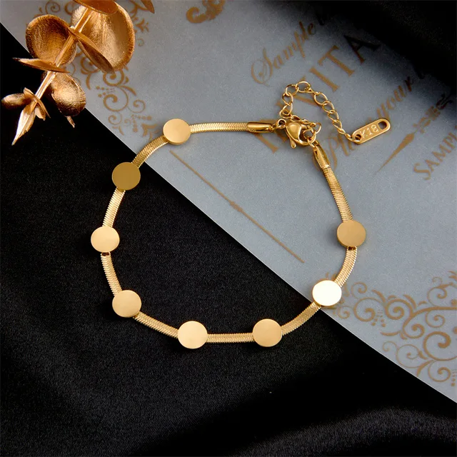 Classic Plain Disc Gold Plated Bracelet