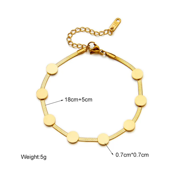 Classic Plain Disc Gold Plated Bracelet