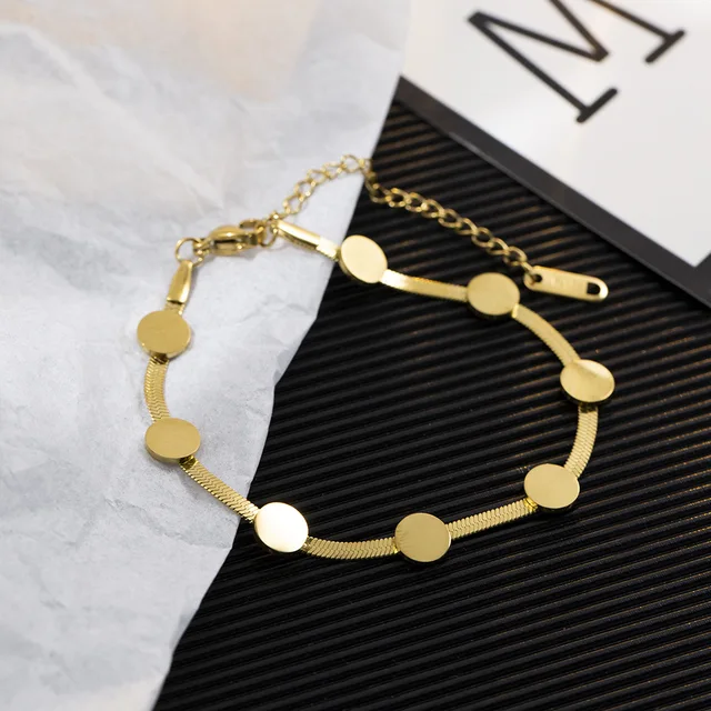 Classic Plain Disc Gold Plated Bracelet