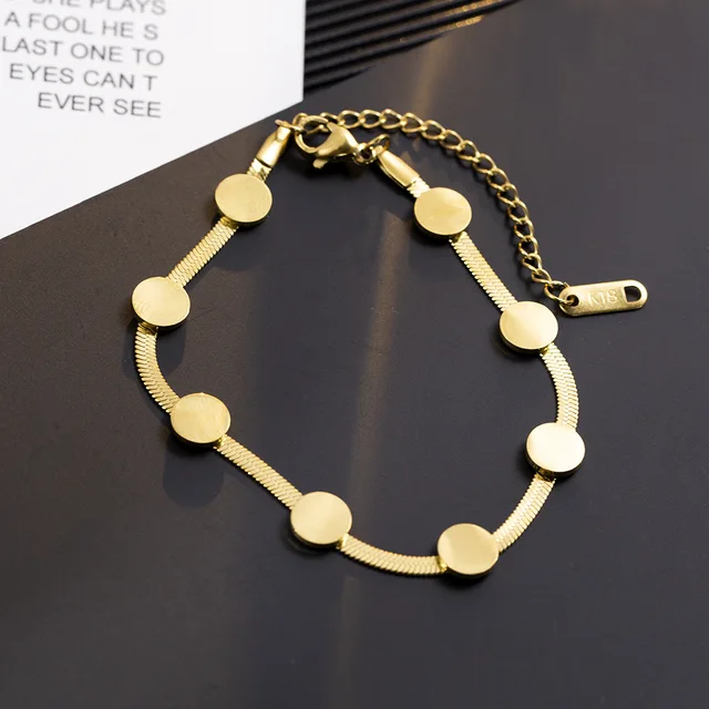Classic Plain Disc Gold Plated Bracelet