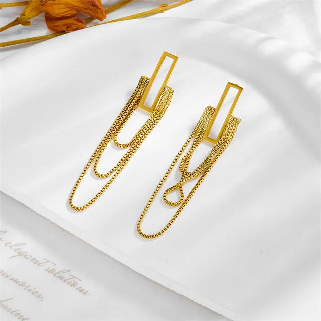 Multi Chained Creative Gold Plated Earrings