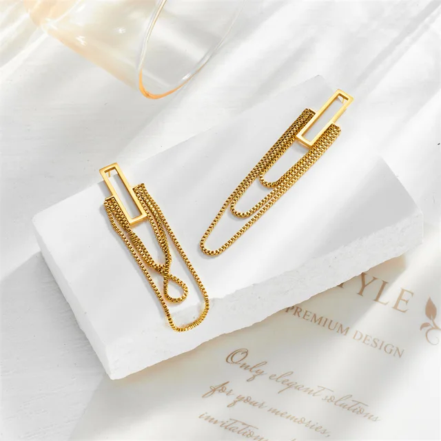 Multi Chained Creative Gold Plated Earrings