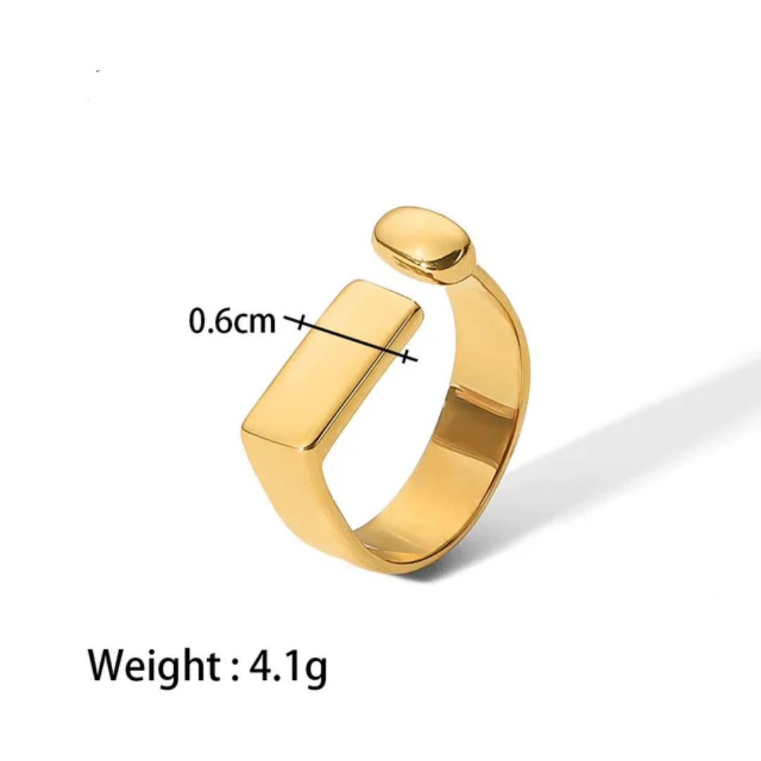Gold Plated Open Bar Ring - Minimalist Design - Size 7