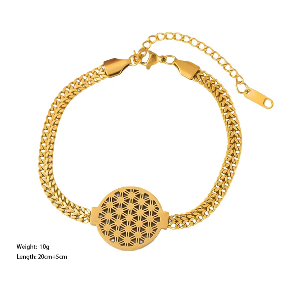 Elegant Gold Plated Flower of Life Bracelet