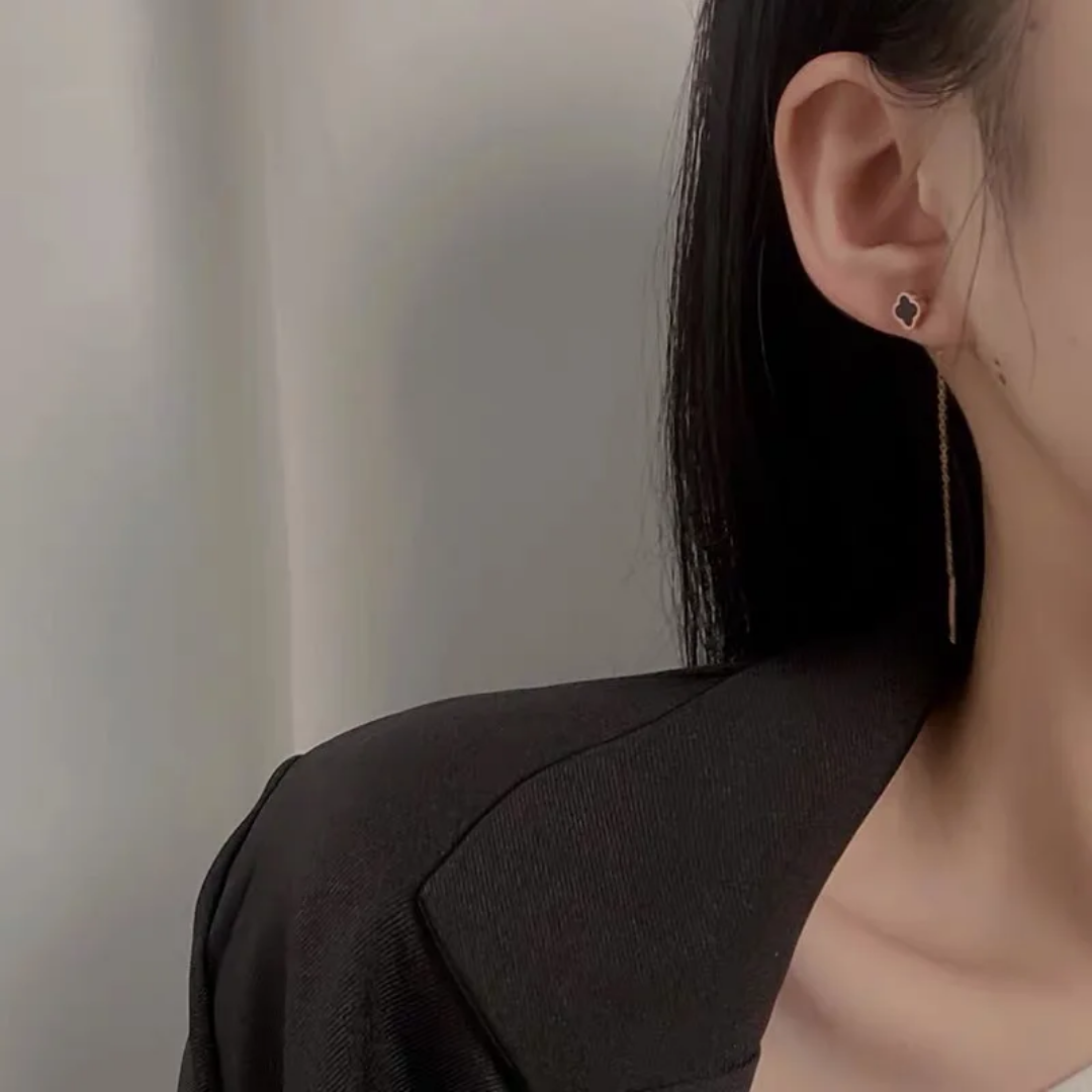 Rose Gold Clover Dangle Earrings