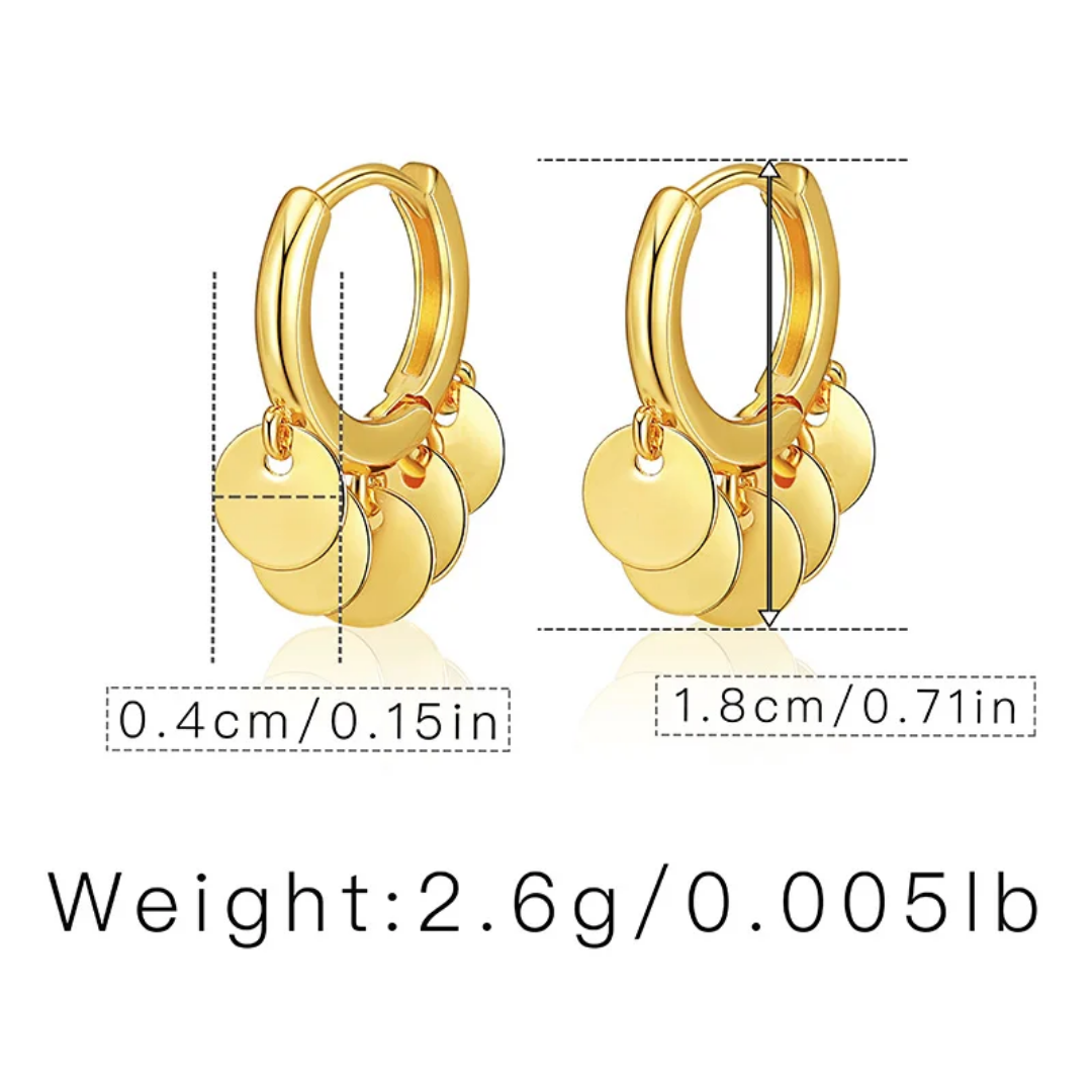 Shimmering Disc Hoop Earrings - Elegant Gold Design