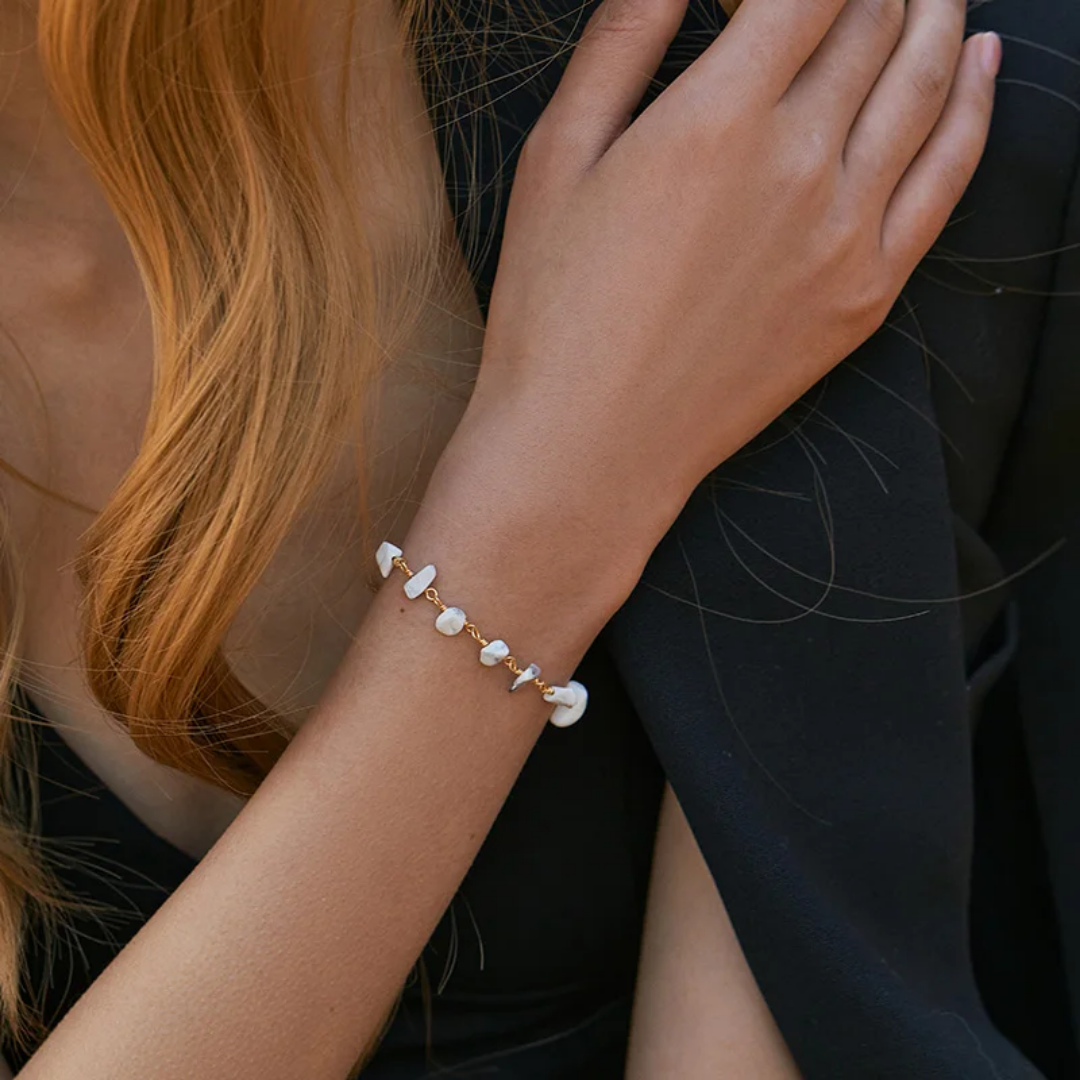 Boho Howlite Anklet - 18k Gold Plated Beach Ankl