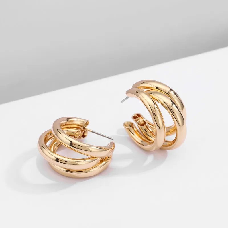 Multi-Layered Gold Plated Earrings