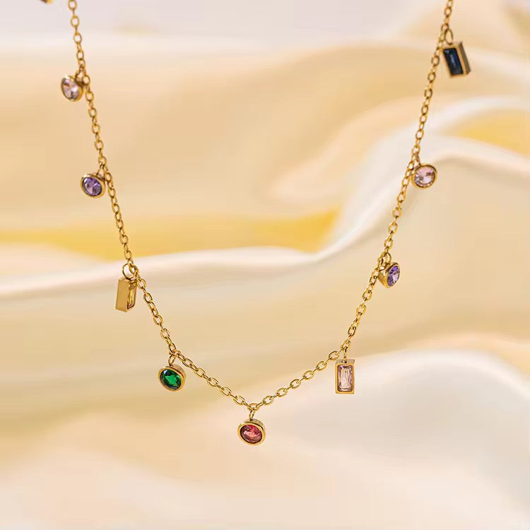 Multi-Colored Charms Gold Plated Necklace