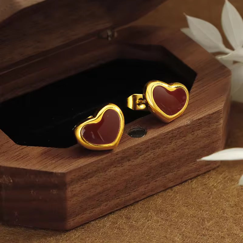 Classic Gold Plated Maroon Studs