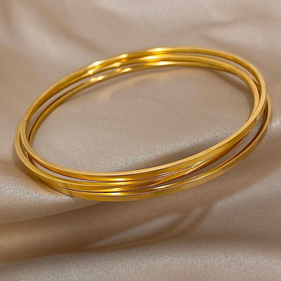 CLARA Pack of 3 Premium Quality Stainless Steel Bangles - 6cm