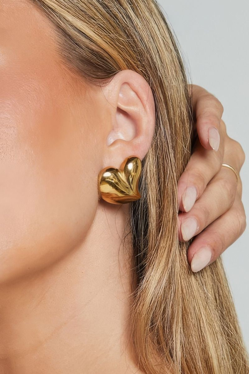 Luxe Heart Gold Plated Earrings
