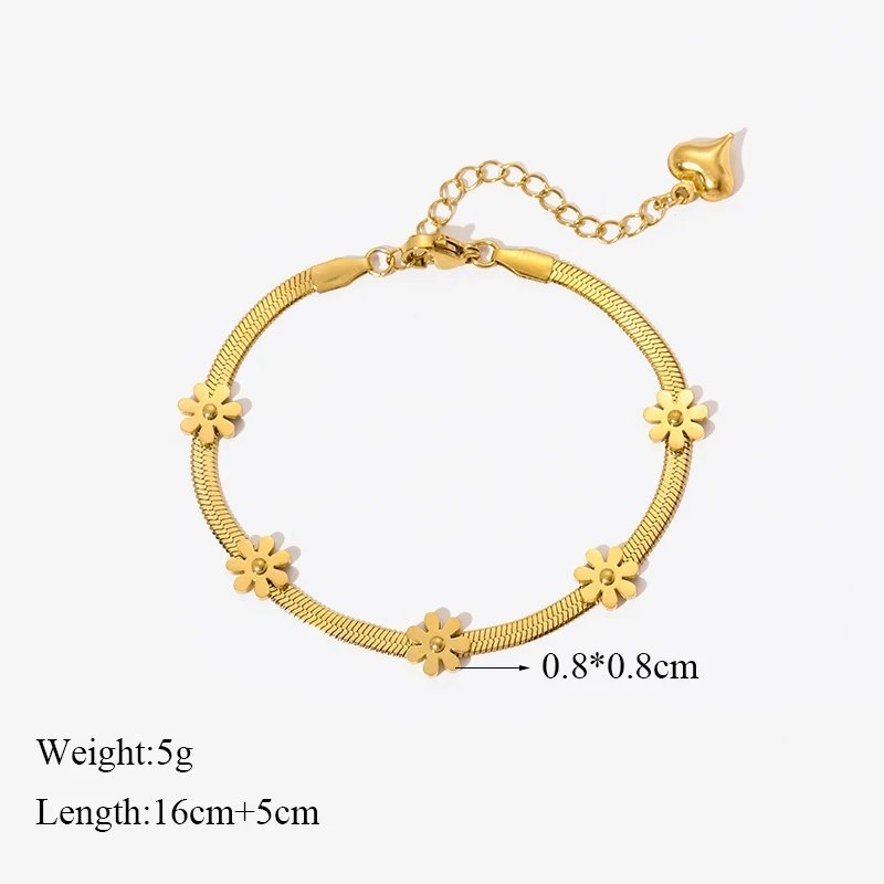 Gold Plated Minimal Flowers Bracelets