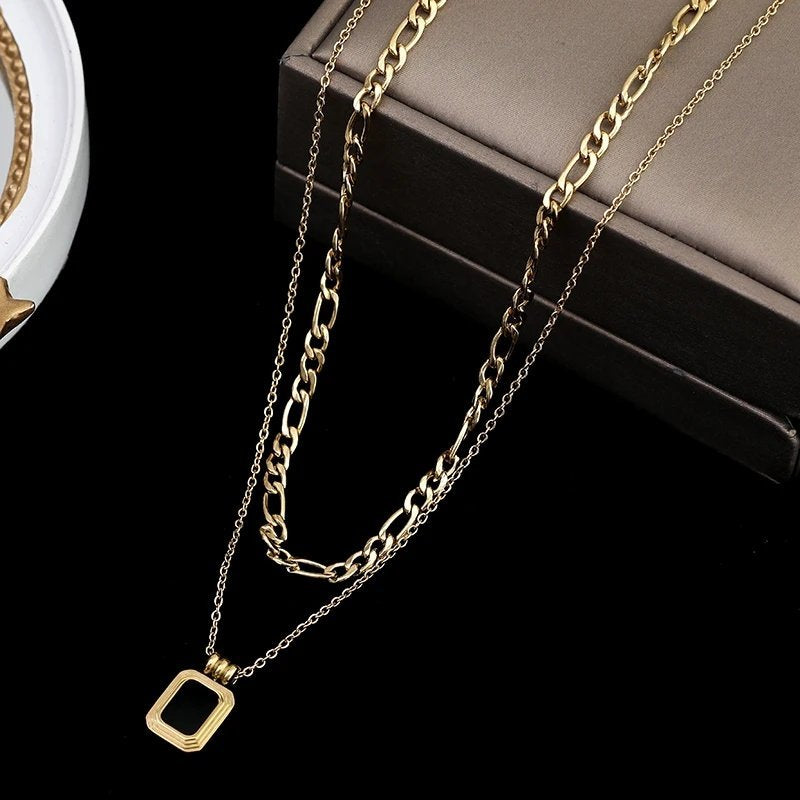 Multi-Layered Black Crystal Necklace