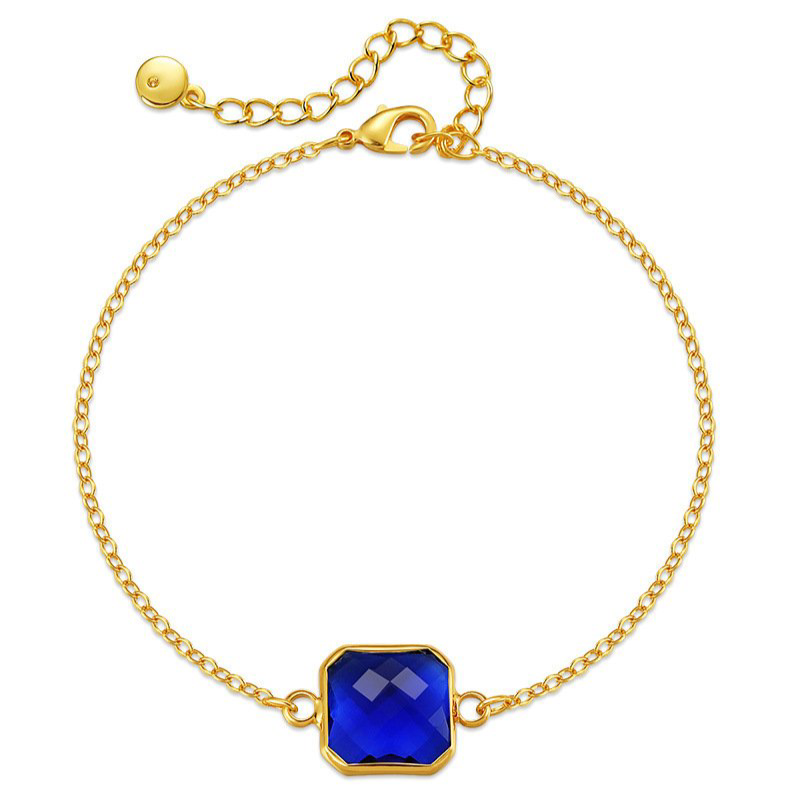 Dainty Blue Gemstone Bracelet - 18k Gold Plated