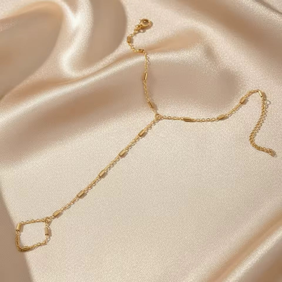 Dainty Bar Link Hand Chain Bracelet