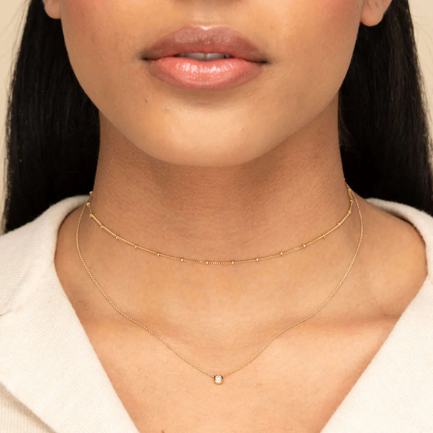 Gold Plated Minimal Elegant Crystal Studded Necklace