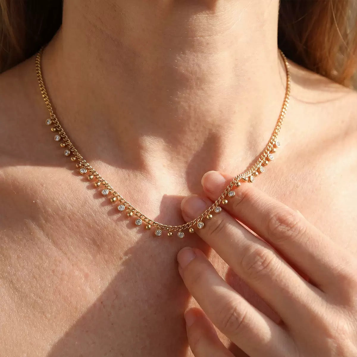 Crystal Fringe Chain Necklace