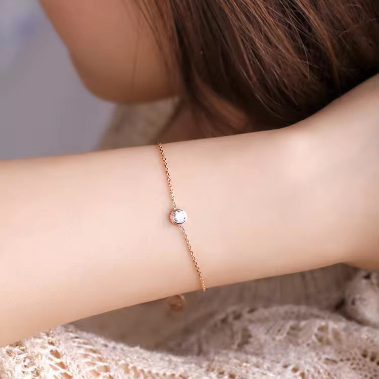 Gold Plated Minimal Elegant Crystal Studded Bracelet