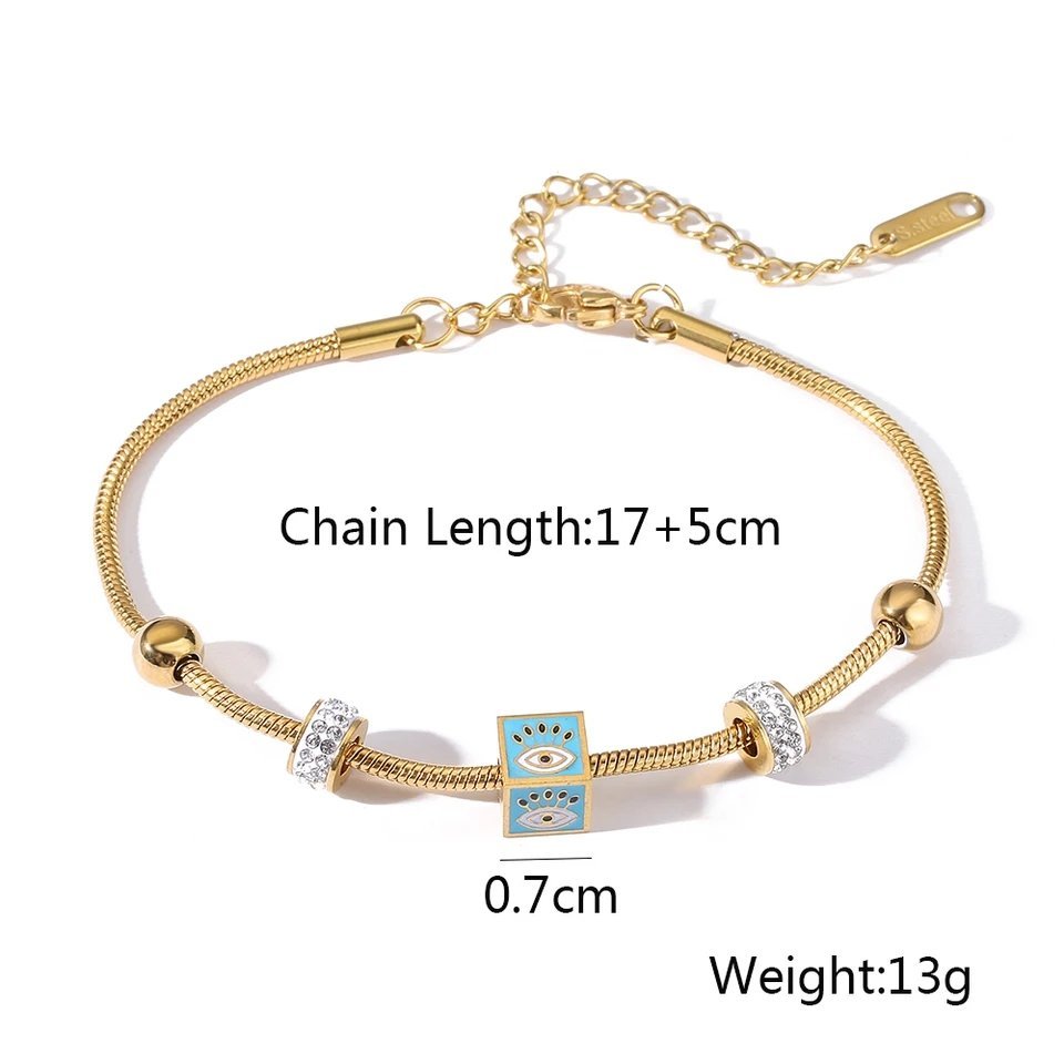 Evil Eye Multi Charm Gold Plated Bracelet