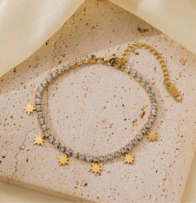 Beautiful Waterproof Tennis Bracelet with Stars