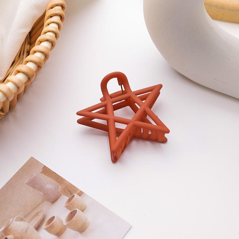 French Large Five-Pointed Star Hair Clip Catcher - Orange