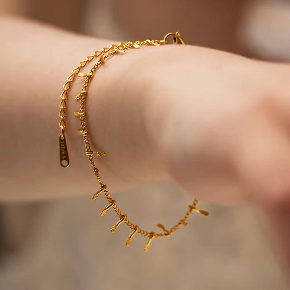 18K Gold Plated Mini Bar Fringe Bracelet