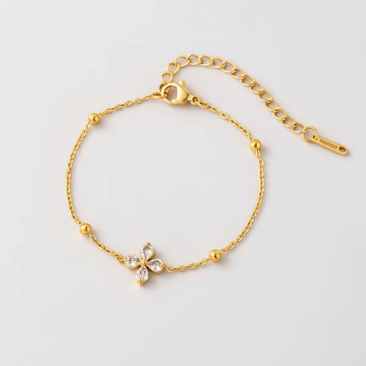 Crystal Blossom Dainty Chain Bracelet
